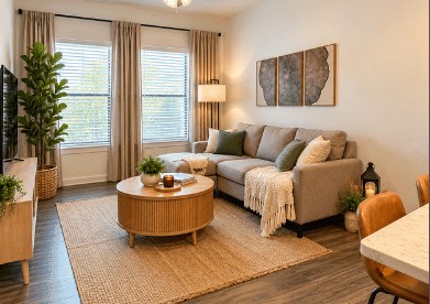 Open-plan living room and dining area